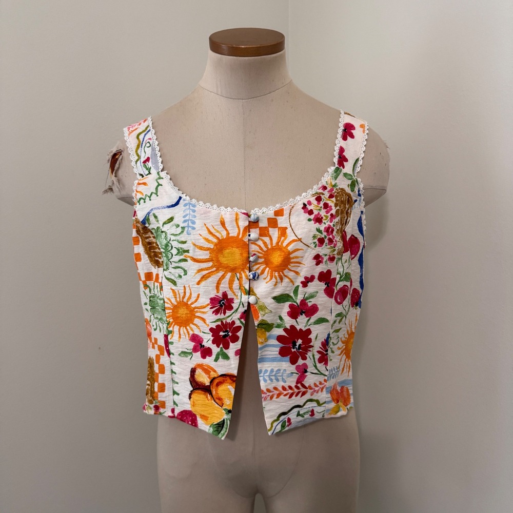 NEW Dress Forum Large Novelty Summer Corset Tank Top Fruit Sunshine Beach Resort
